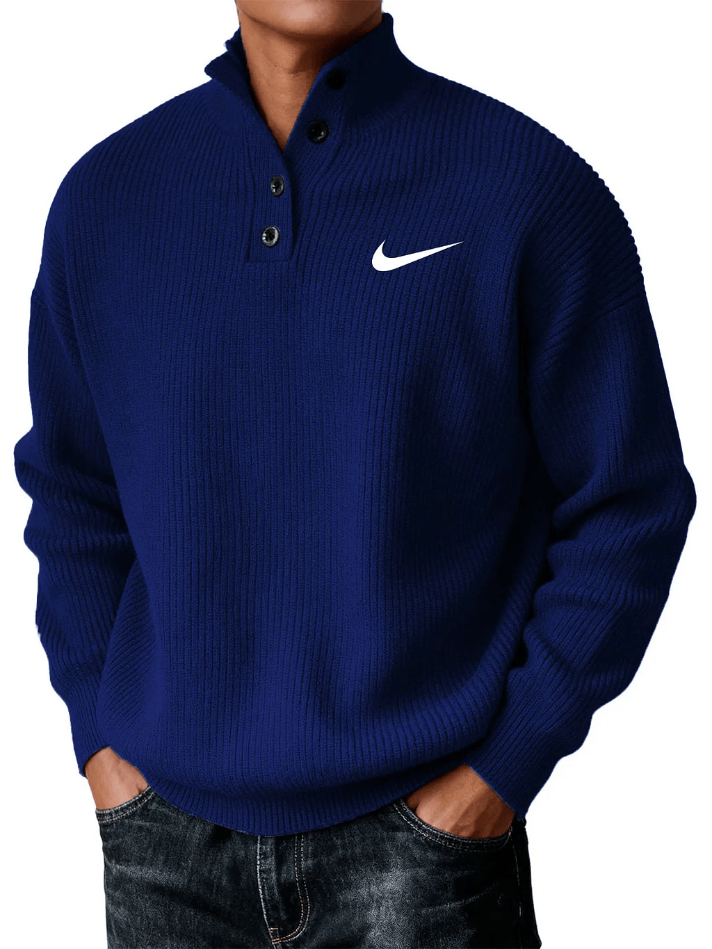 Men's Casual Loose Button-Down Knit Sweater