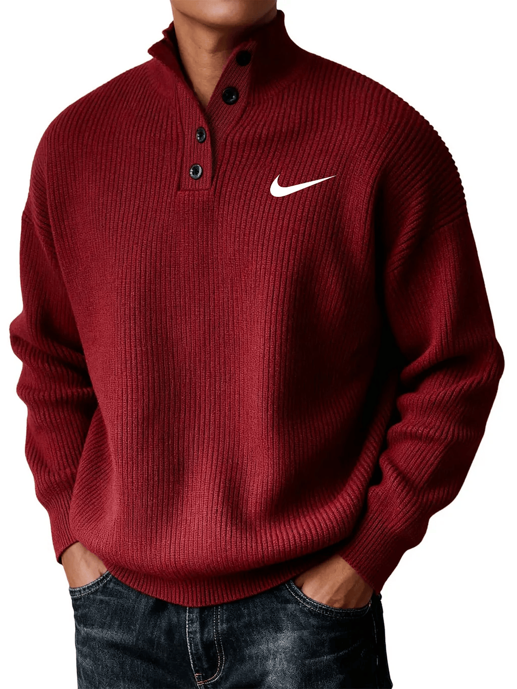 Men's Casual Loose Button-Down Knit Sweater