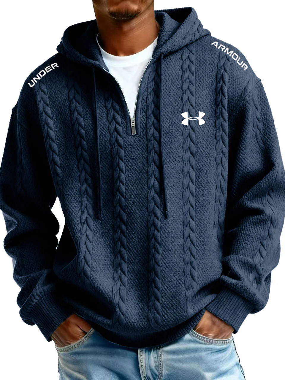 Men's Fashion Casual Sports Half-Zip Hooded Sweatshirt
