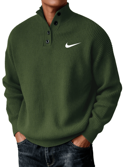 Men's Casual Loose Button-Down Knit Sweater