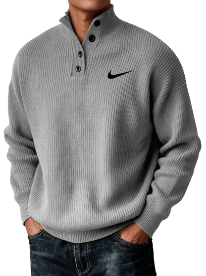 Men's Casual Loose Button-Down Knit Sweater