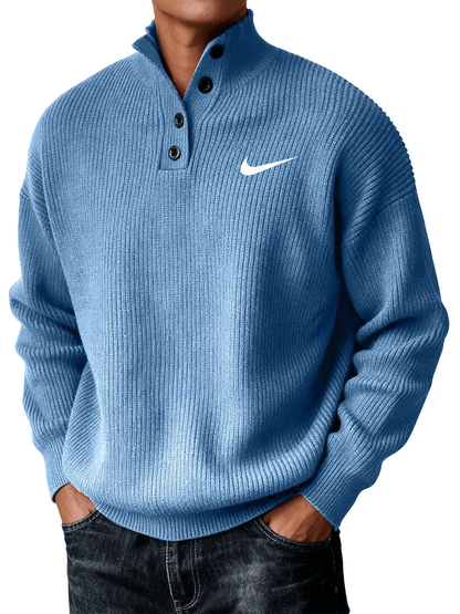 Men's Casual Loose Button-Down Knit Sweater