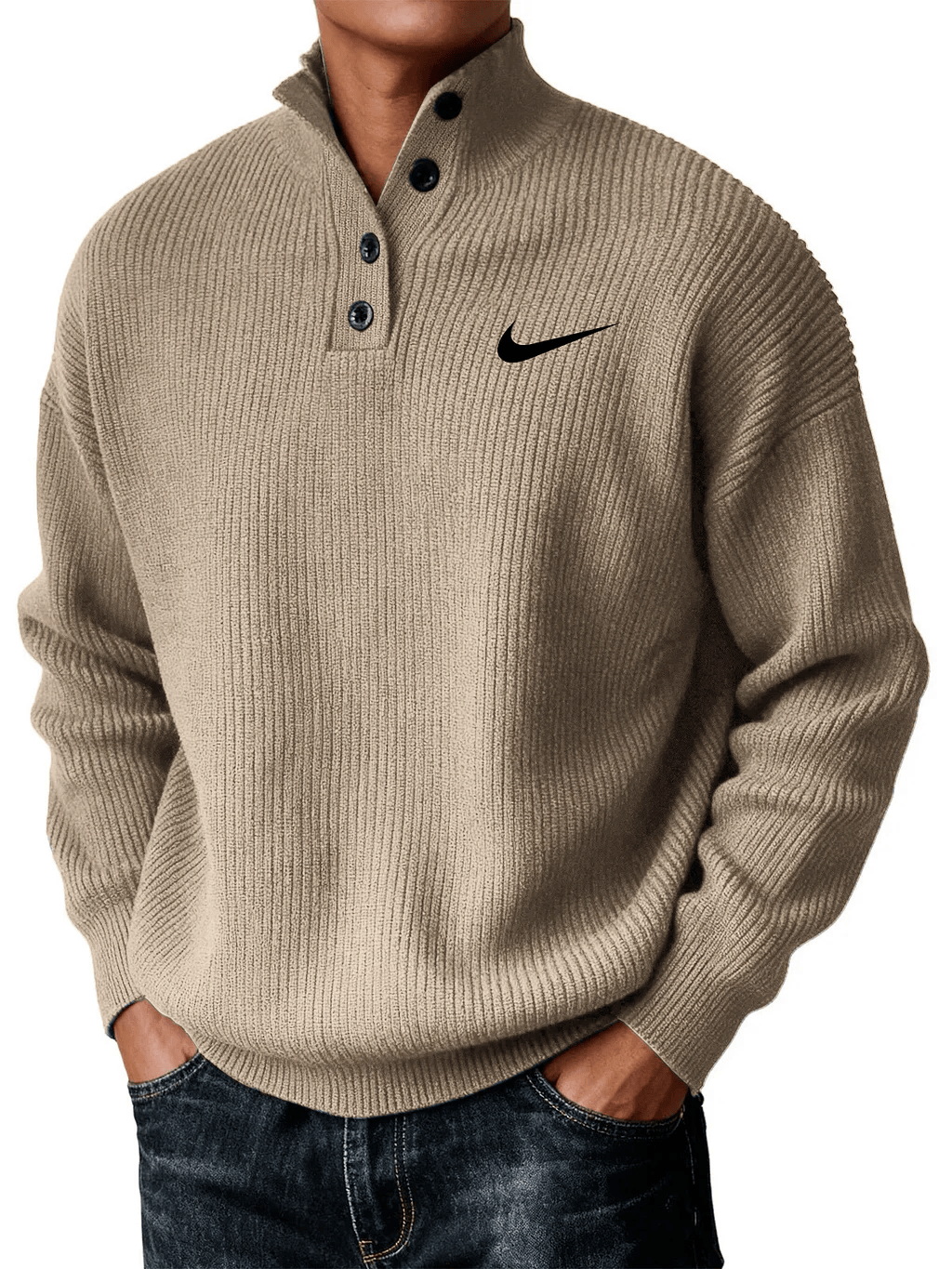 Men's Casual Loose Button-Down Knit Sweater