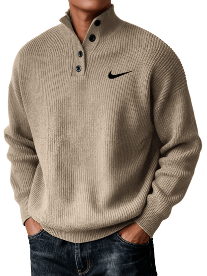 Men's Casual Loose Button-Down Knit Sweater