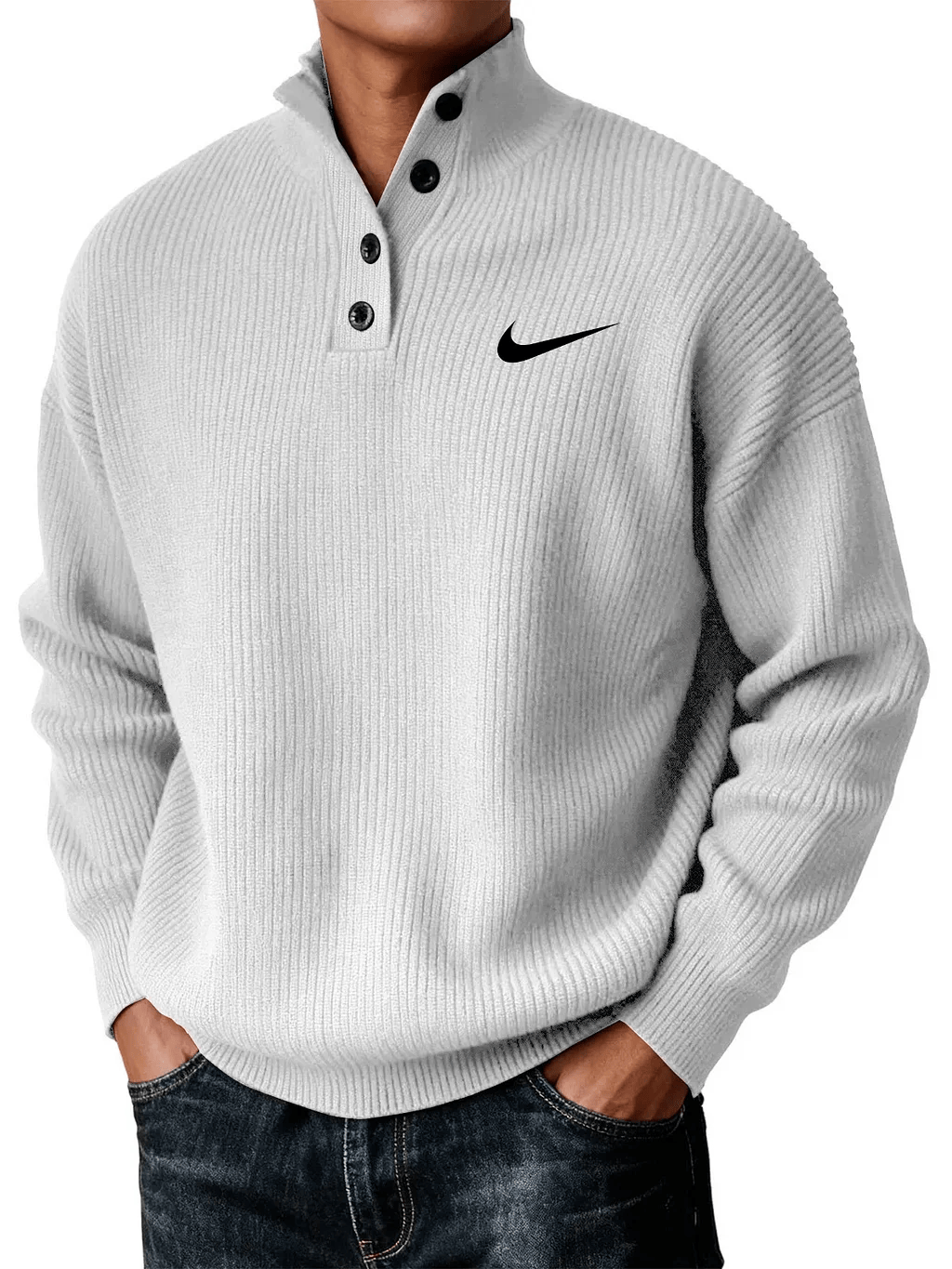 Men's Casual Loose Button-Down Knit Sweater