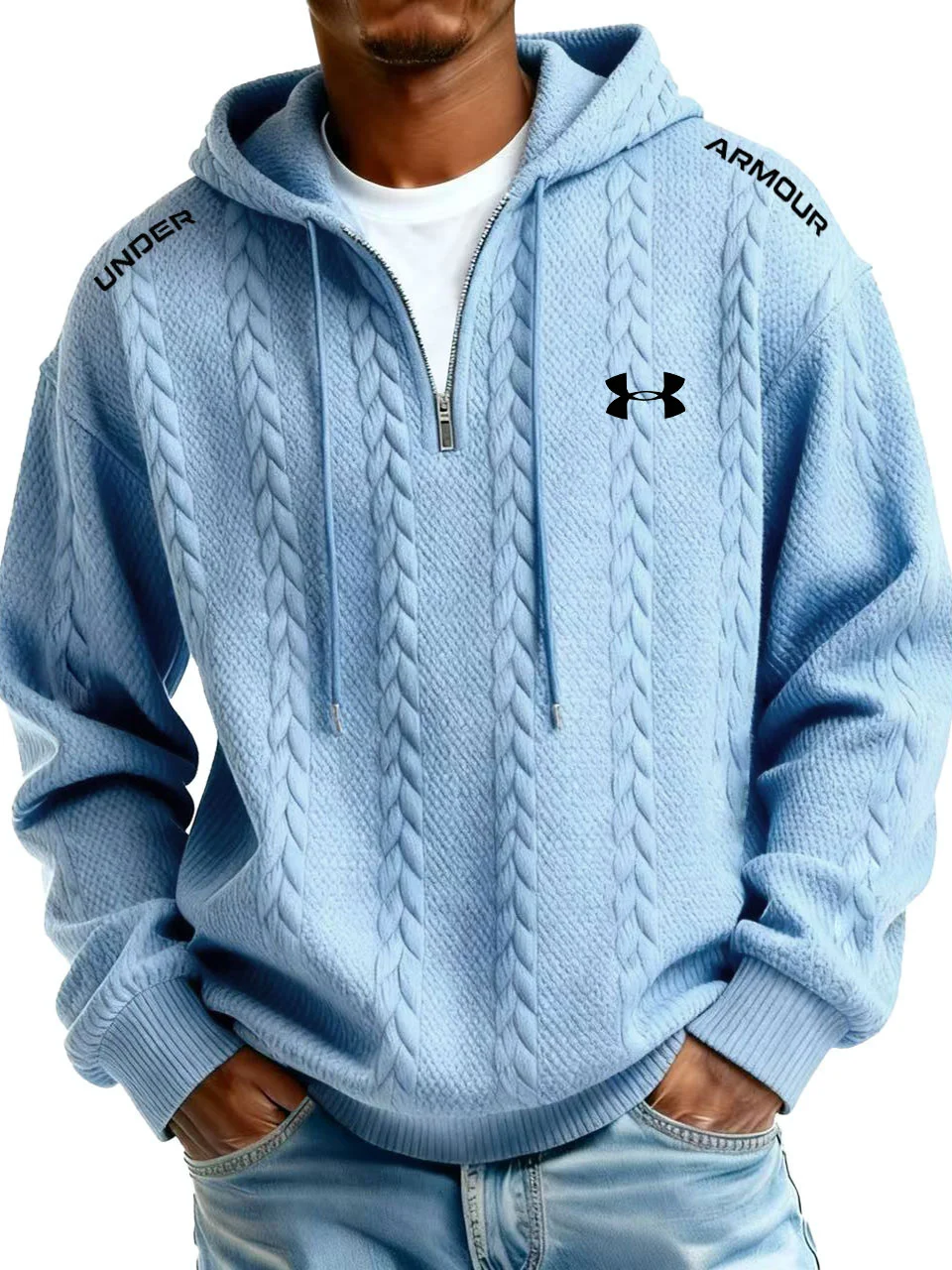 Men's Fashion Casual Sports Half-Zip Hooded Sweatshirt