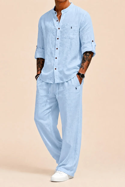 Rl | Linen-Cotton Shirt and Pants Set
