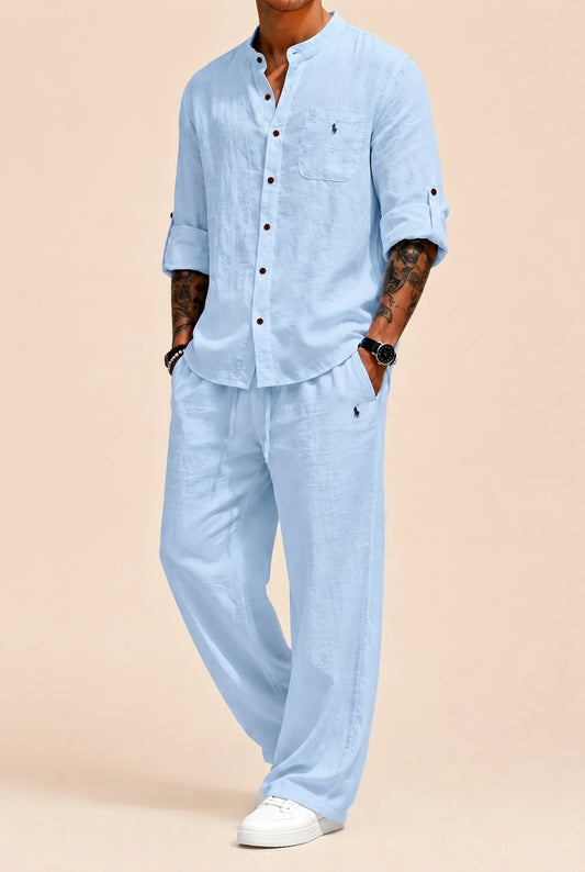 Rl | Linen-Cotton Shirt and Pants Set