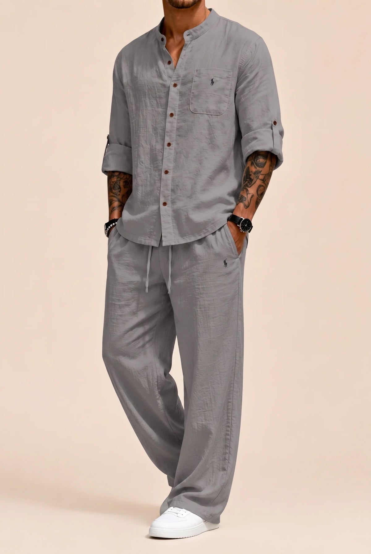 Rl | Linen-Cotton Shirt and Pants Set